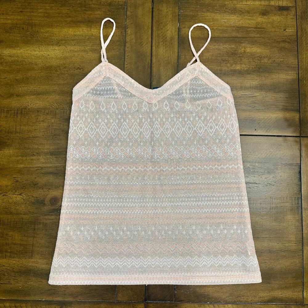 American Eagle Sheer Fair‎ Isle Tank Top M/M Metallic Lightweight